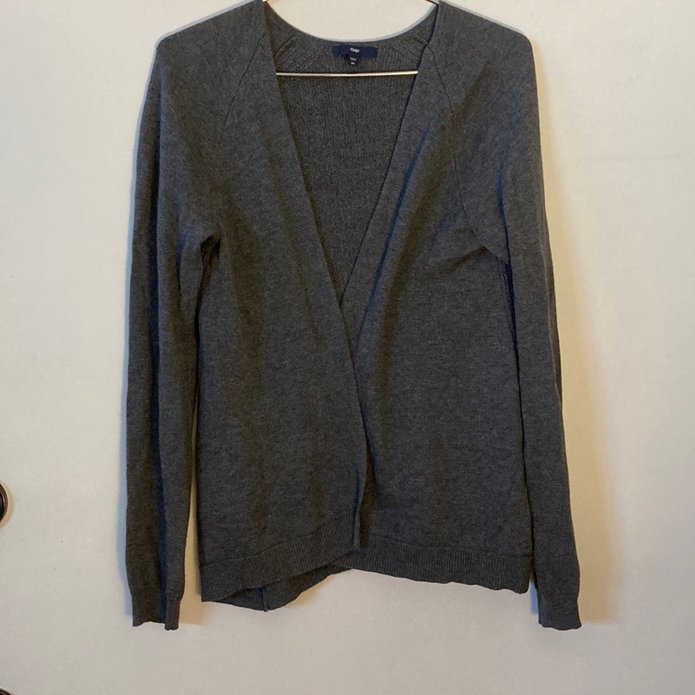 Charcoal Gray Open Front Cardigan Sweater - Gap XS